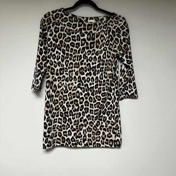 Chico's Animal Print 3/4 Sleeve Top Women's Size 0 Small Chic‎ Wild - Picture 1 of 6